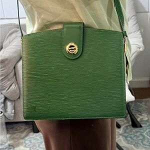 Louis Vuitton Green Crossbody Bag with Gold Accent